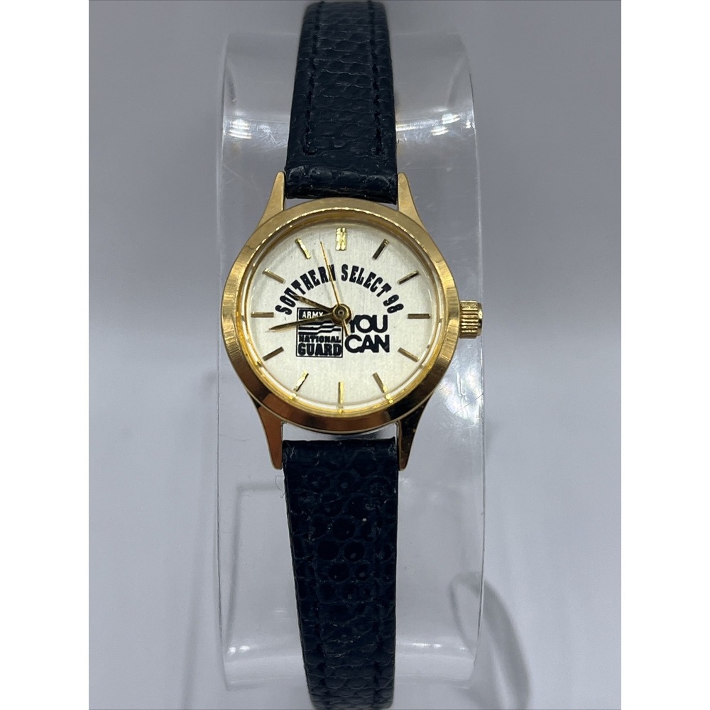 National Guard Women's Watch Southern Select 98 Black Leather Band- New Battery
